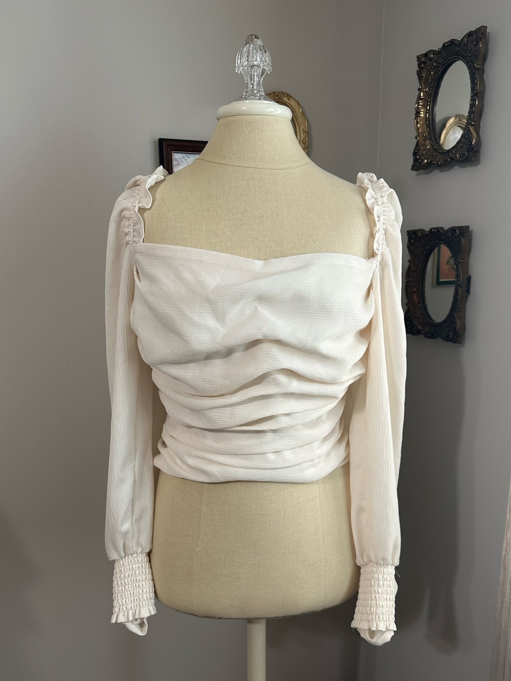 ASTR the Label Cream Puff Sleeve Square Neck Ruched Top - Picture 2 of 7